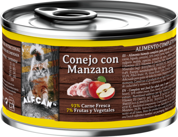 Lata Conejo con Manzana ALFCAN™ para Gatos 200 Gr